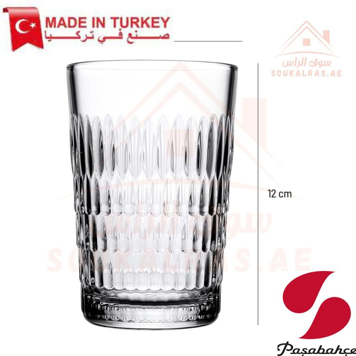 Paşabahçe RAIN 6 - Piece Versatile Use Glass Tumbler Set 350 ml |Lightweight & Sturdy – Comfortable grip - Premium Drinkware for Home. - Souk Al Ras