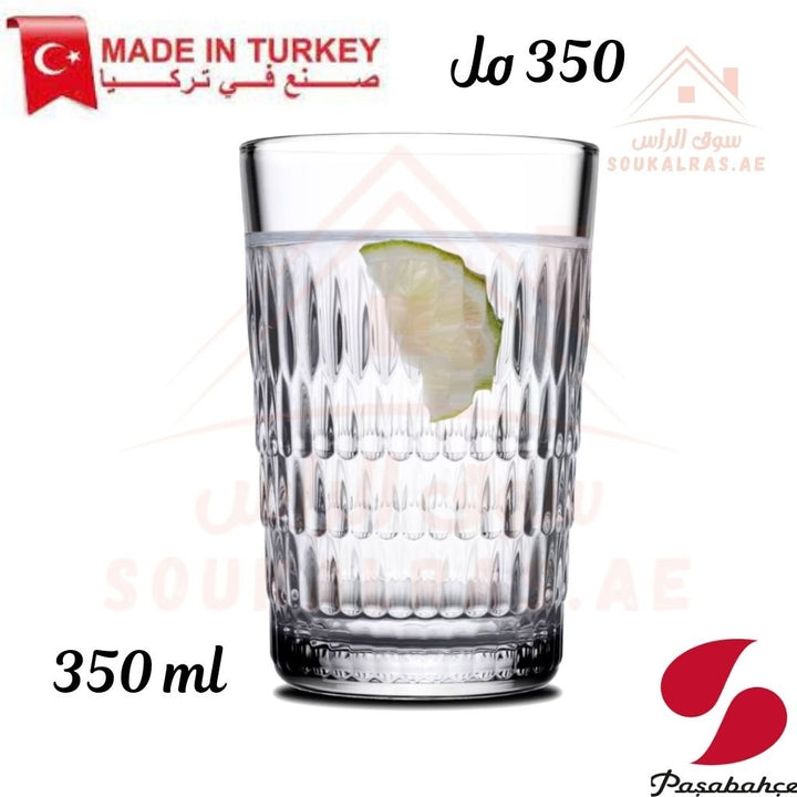 Paşabahçe RAIN 6 - Piece Versatile Use Glass Tumbler Set 350 ml |Lightweight & Sturdy – Comfortable grip - Premium Drinkware for Home. - Souk Al Ras