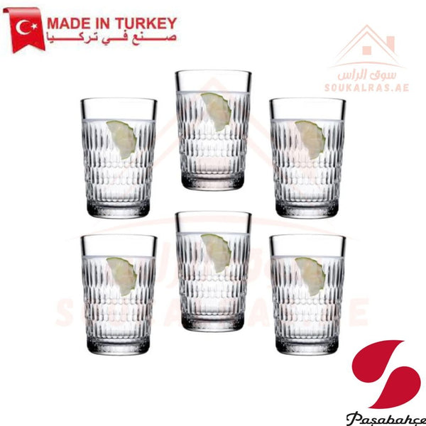 Paşabahçe RAIN 6 - Piece Versatile Use Glass Tumbler Set 350 ml |Lightweight & Sturdy – Comfortable grip - Premium Drinkware for Home. - Souk Al Ras