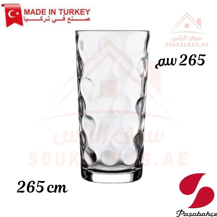 Paşabahçe SPACE 6 - Piece long Versatile Use Glass Tumbler Set 265CM |Lightweight & Sturdy – Comfortable grip - Premium Drinkware for Home. - Souk Al Ras