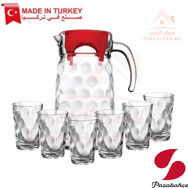 Pasabahce Space 7 - Piece Water Set | 1L Jug with 6 Glasses | Elegant & Durable Drinkware | Made in Turkey - Souk Al Ras