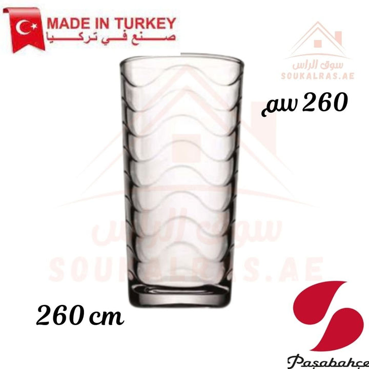 Paşabahçe TOROS 6 - Piece long Versatile Use Glass Tumbler Set 260 CM |Lightweight & Sturdy – Comfortable grip - Premium Drinkware for Home. - Souk Al Ras