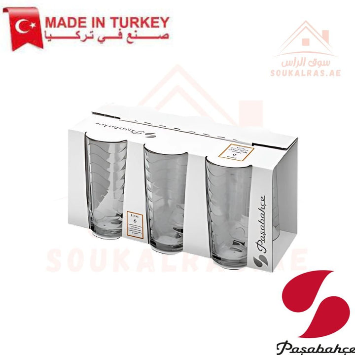 Paşabahçe TOROS 6 - Piece long Versatile Use Glass Tumbler Set 260 CM |Lightweight & Sturdy – Comfortable grip - Premium Drinkware for Home. - Souk Al Ras