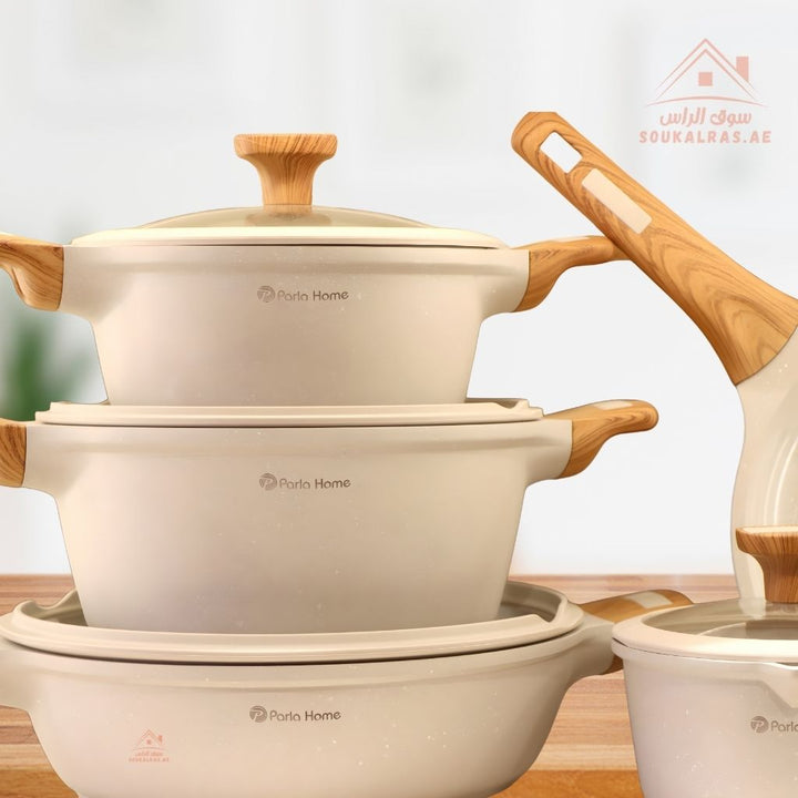 Phantom Series | 9 - Piece Crystal Ceramic Cookware Set |Elegant & Durable Kitchenware - Souk Al Ras