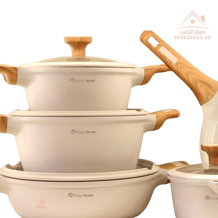 Phantom Series | 9 - Piece Crystal Ceramic Cookware Set |Elegant & Durable Kitchenware - Souk Al Ras