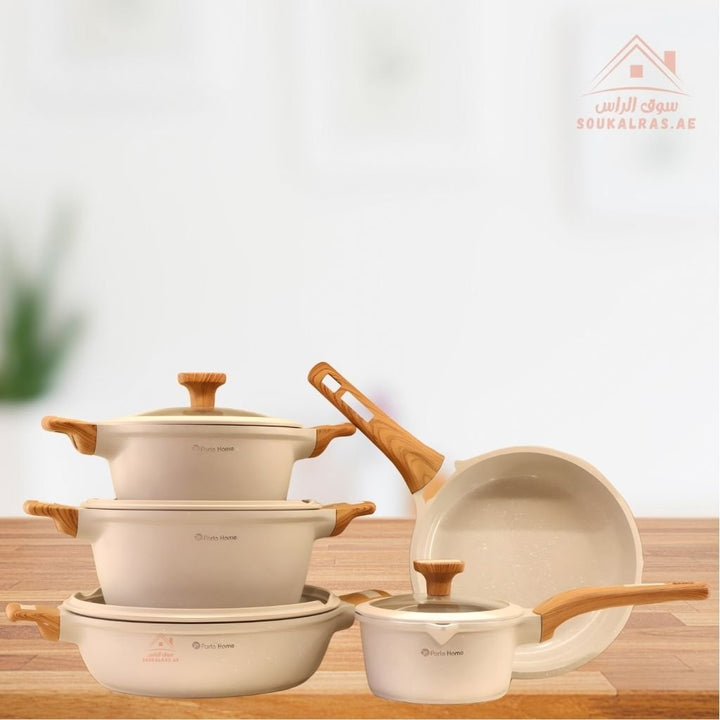 Phantom Series | 9 - Piece Crystal Ceramic Cookware Set |Elegant & Durable Kitchenware - Souk Al Ras
