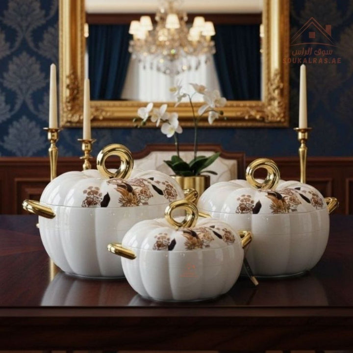 Pilsco 3 - Piece Insulated Thermal Hot Pot Set (3L, 2L, 1L) | Majestic Floral Design | Premium Food Warmers | Keeps Food Warm 6 - 8 Hours - Souk Al RasHot Pot & Casserole