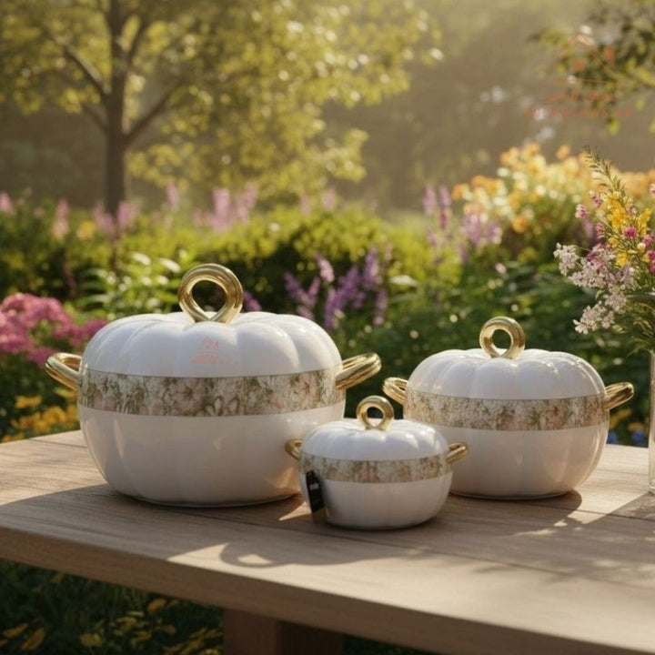 Pilsco 3 - Piece Insulated Thermal Hot Pot Set (3L, 2L, 1L) | Premium Food Warmers Keeps Food Warm 6 - 8 Hours|Patented design|Marble Finish - Souk Al Ras