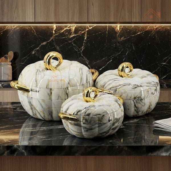 Pilsco 3 - Piece Insulated Thermal Hot Pot Set (3L, 2L, 1L) | Premium Food Warmers Keeps Food Warm 6 - 8 Hours|Patented design|Marble Finish - Souk Al Ras