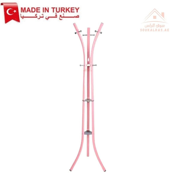 Pink Lobby Coat Hanger | Heavy - Duty Standing Coat Rack | Multi - Hook Clothes & Abaya Stand for Home & Office - Souk Al Ras