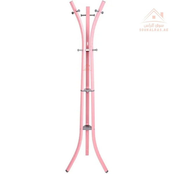 Pink Lobby Coat Hanger | Heavy - Duty Standing Coat Rack | Multi - Hook Clothes & Abaya Stand for Home & Office - Souk Al Ras