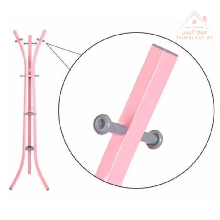 Pink Lobby Coat Hanger | Heavy - Duty Standing Coat Rack | Multi - Hook Clothes & Abaya Stand for Home & Office - Souk Al Ras