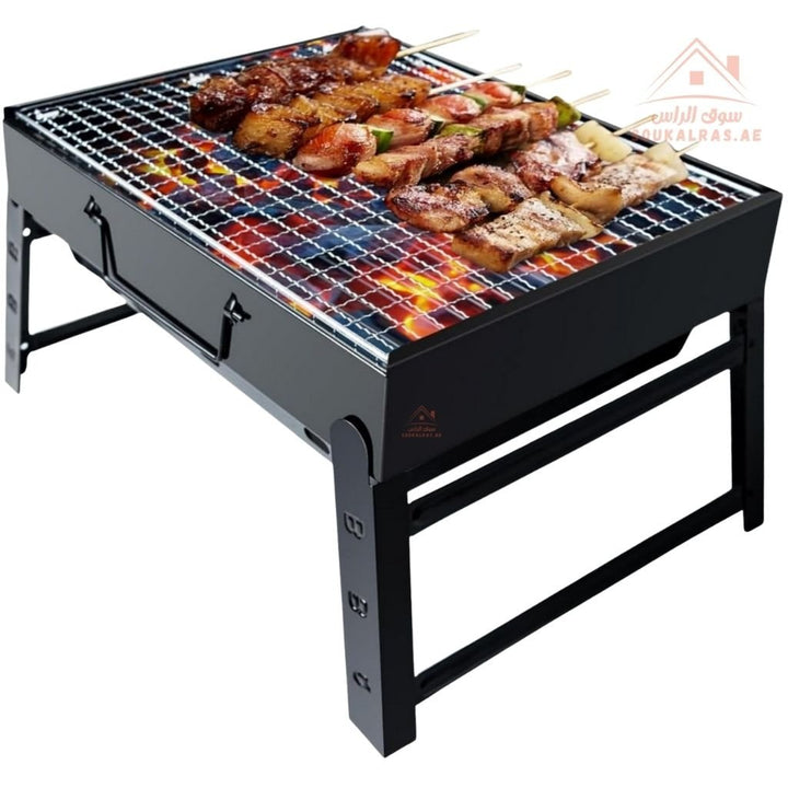 Portable Charcoal BBQ Grill | Foldable Metal Barbecue for Outdoor Camping, Picnic & Garden | Made from durable, heat - resistant metal. - Souk Al Ras