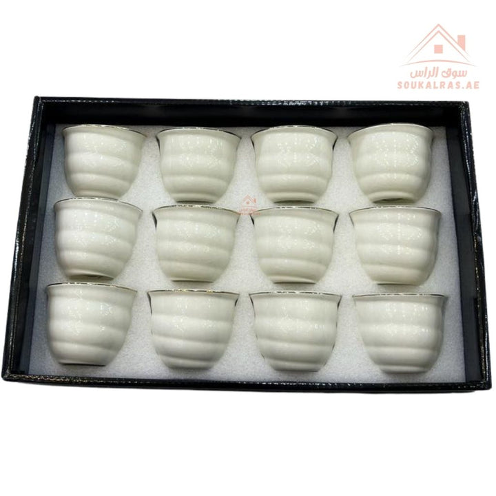 Premium Arabic Coffee Cups Set – 12 Pcs | High - Quality Arabic Qahwa Finjals | Durable & Heat - Resistant | Perfect for Daily Use & Guests - Souk Al Ras