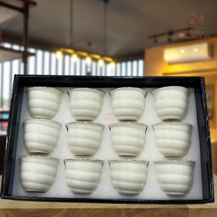 Premium Arabic Coffee Cups Set – 12 Pcs | High - Quality Arabic Qahwa Finjals | Durable & Heat - Resistant | Perfect for Daily Use & Guests - Souk Al Ras
