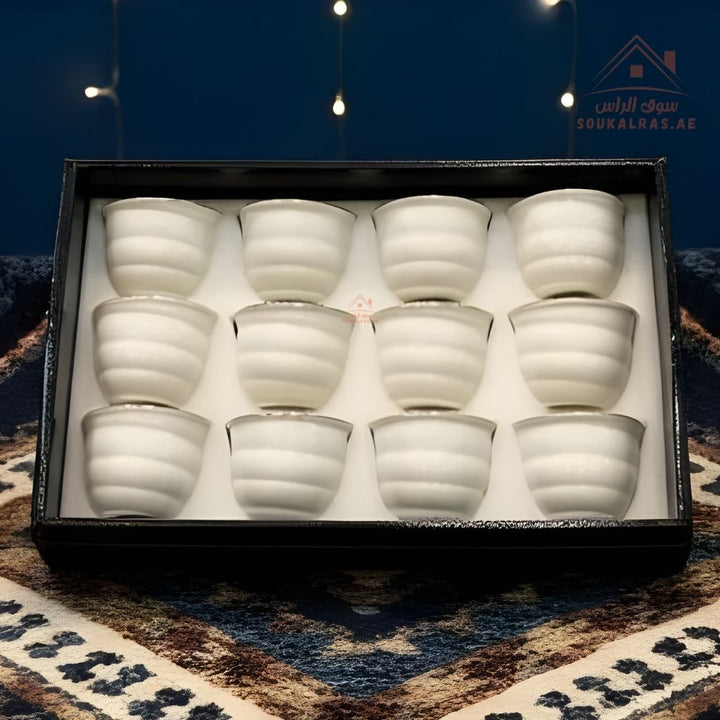 Premium Arabic Coffee Cups Set – 12 Pcs | High - Quality Arabic Qahwa Finjals | Durable & Heat - Resistant | Perfect for Daily Use & Guests - Souk Al Ras