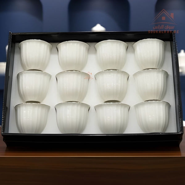Premium Arabic Coffee Cups Set – 12 Pcs | | High - Quality Arabic Qahwa Finjan | Durable & Heat - Resistant | Perfect for Daily Use & Guests - Souk Al Ras