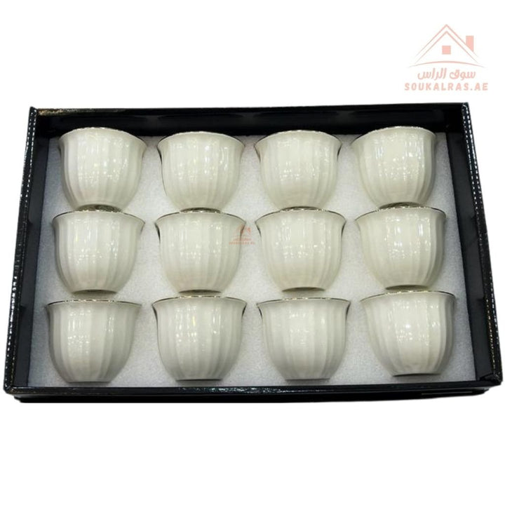 Premium Arabic Coffee Cups Set – 12 Pcs | | High - Quality Arabic Qahwa Finjan | Durable & Heat - Resistant | Perfect for Daily Use & Guests - Souk Al Ras
