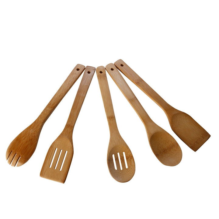 Premium Bamboo 5 - Piece Kitchen Tools Set - Beige - Souk Al RasKitchen Tools