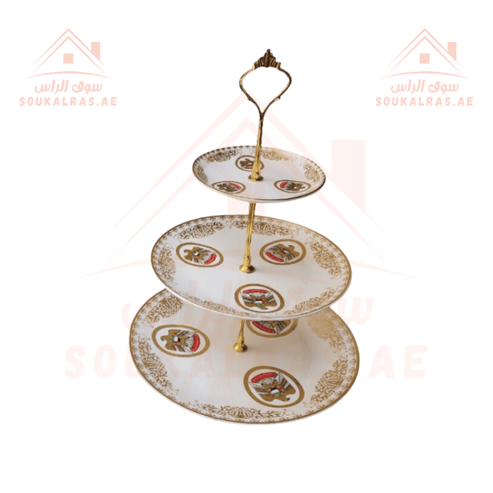 Premium High - Quality 3 - Tier Tray with UAE Flag | Elegant Serving Stand | soukalras.ae - Souk Al RasDinnerware & Serveware