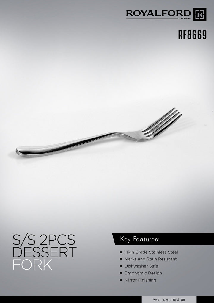 Premium Stainless Steel Dessert Fork Set - Silver 2Pieces - Souk Al RasCutlery & Flatware