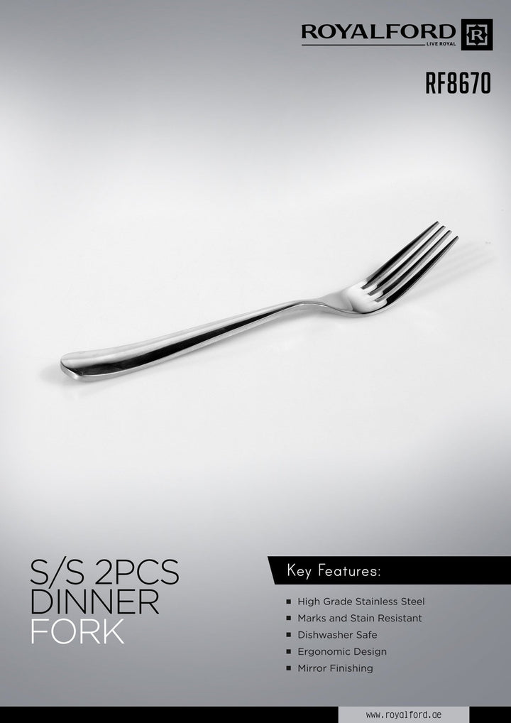 Premium Stainless Steel Dinner Fork Set - Silver 2Pieces - Souk Al RasCutlery & Flatware