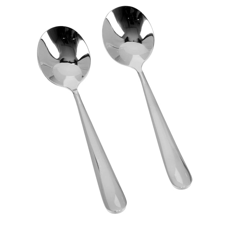 Premium Stainless Steel Soup Spoon Set - Silver 2 Pieces - Souk Al RasCutlery & Flatware