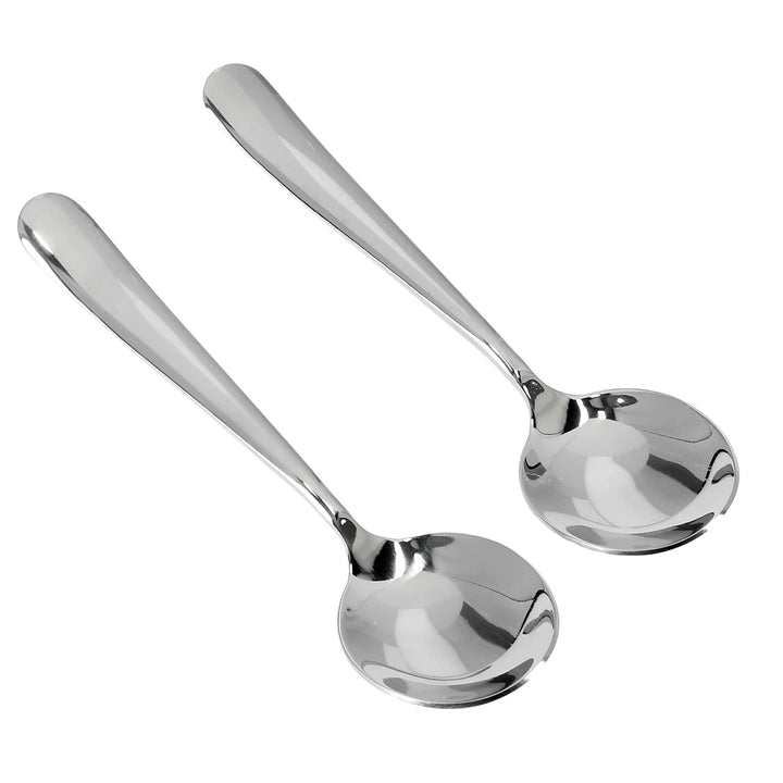 Premium Stainless Steel Soup Spoon Set - Silver 2 Pieces - Souk Al RasCutlery & Flatware