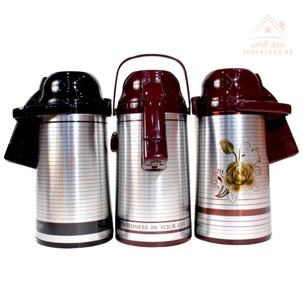 Pressure Pump Thermos 1L | Stainless Steel Vacuum Flask | Ideal for Hot & Cold Drinks - Souk Al Ras
