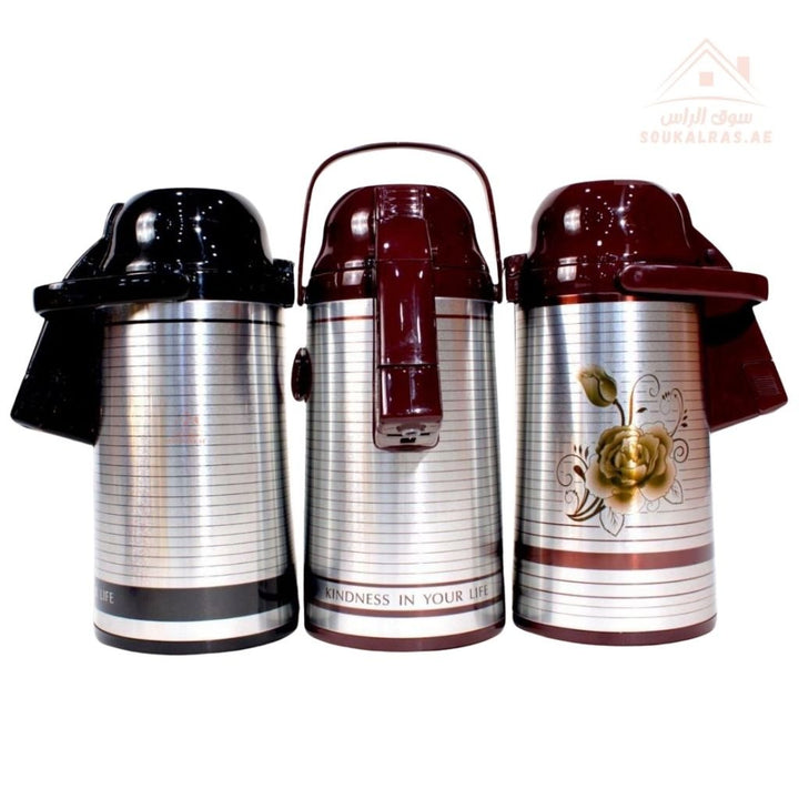 Pressure Pump Thermos 1L | Stainless Steel Vacuum Flask | Ideal for Hot & Cold Drinks - Souk Al Ras