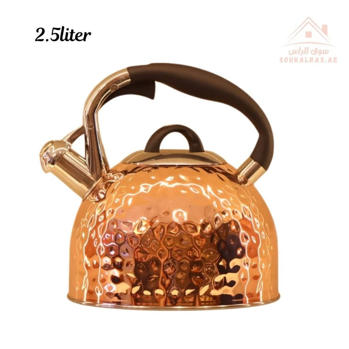 Prestige Series 10 - Piece Hammered Copper Cookware Set | 20/24/28 cm Casseroles, 16 cm Saucepan, 24/20 cm Frypans, 2.5L Kettle | Elegant & Durable Design - Souk Al Ras