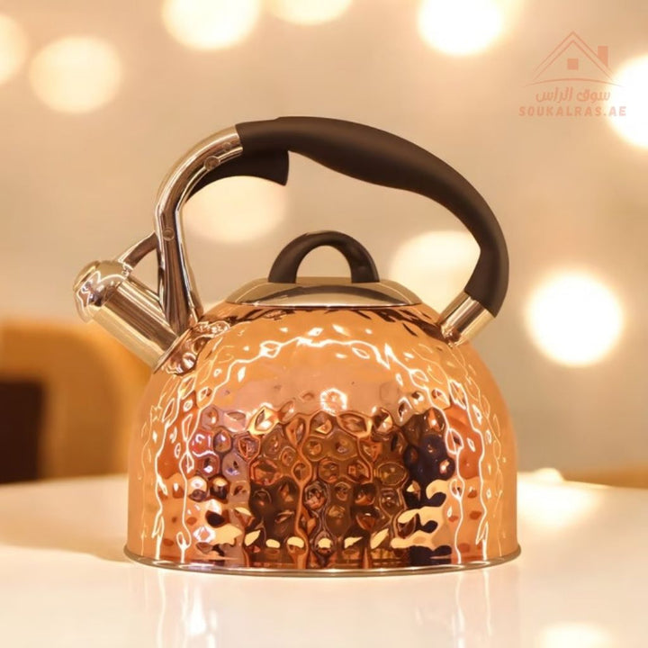 Prestige Series 10 - Piece Hammered Copper Cookware Set | 20/24/28 cm Casseroles, 16 cm Saucepan, 24/20 cm Frypans, 2.5L Kettle | Elegant & Durable Design - Souk Al Ras