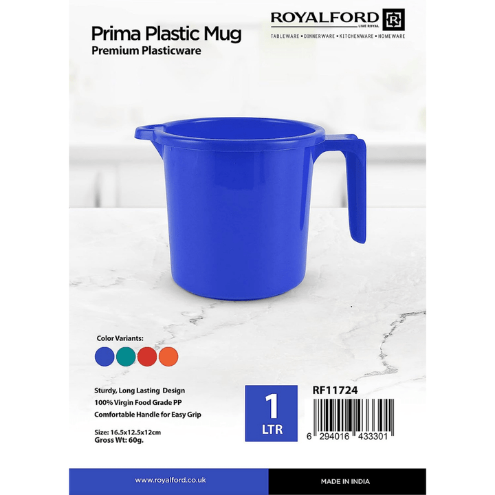 Prima Plastic Mug - Strong and Durable - Unbreakable and Easy to Clean 1L - Souk Al RasKitchen Accessories