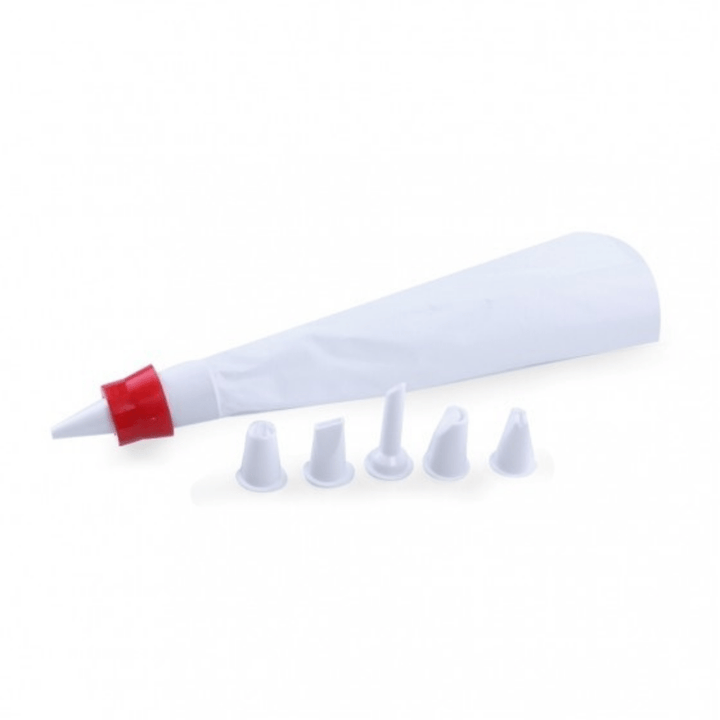 PVC Icing Bag with Nozzles, 5 Pcs - Cake Decorating Essentials - Souk Al RasBakeware