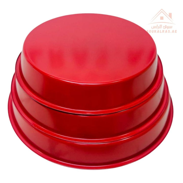 Queen Time 3 - Piece Cake Pan Granite Set | Non - Stick Baking Pans |Elegant red finish for a modern kitchen touch - Souk Al Ras