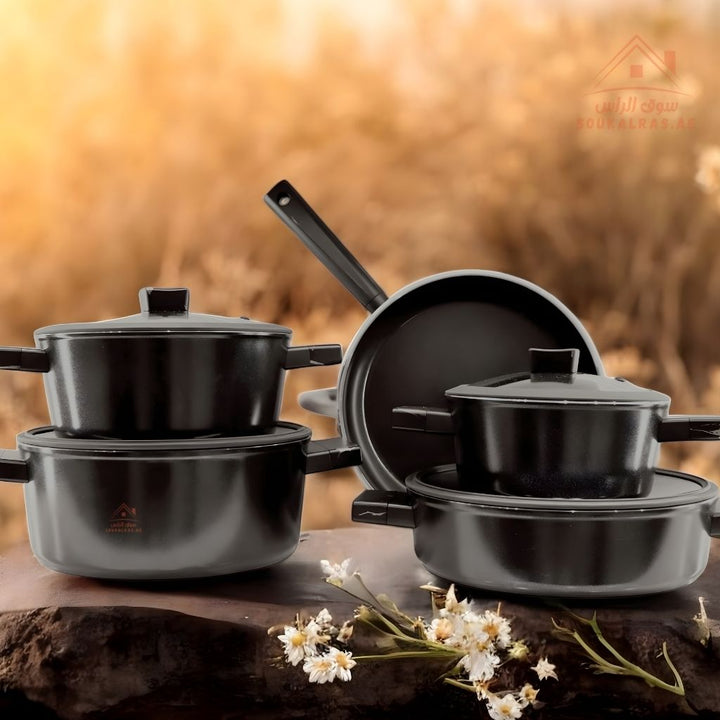 Rebel Series 9 - Piece Swiss Ceramic Cookware Set | Made in Turkey | Premium Non - Stick - Souk Al Ras