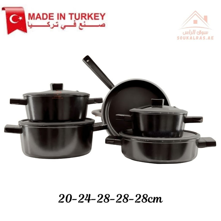 Rebel Series 9 - Piece Swiss Ceramic Cookware Set | Made in Turkey | Premium Non - Stick - Souk Al Ras