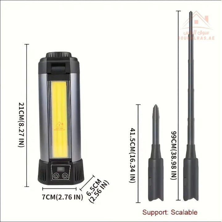 Rechargeable Camping Light3 Torch | 6000mAh LED Tripod Lamp | Adjustable Folding Design | 3 Brightness Modes | Up to 30 Hours Runtime - Souk Al Ras