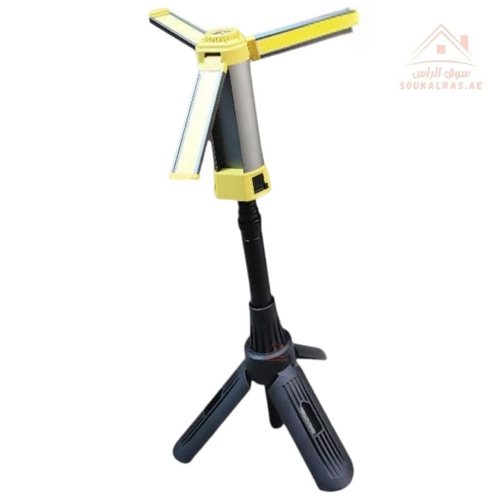 Rechargeable Camping Light3 Torch | 6000mAh LED Tripod Lamp | Adjustable Folding Design | 3 Brightness Modes | Up to 30 Hours Runtime - Souk Al Ras