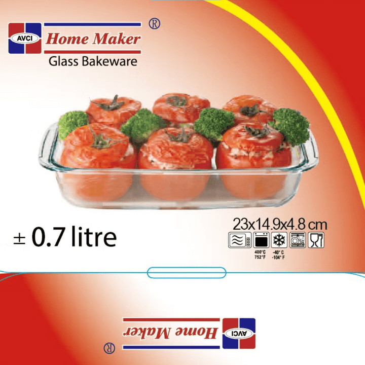 Rectangular Glass Baking Tray 0.7L Capacity Durable Glass Bakeware Made in Turkey - Souk Al Ras