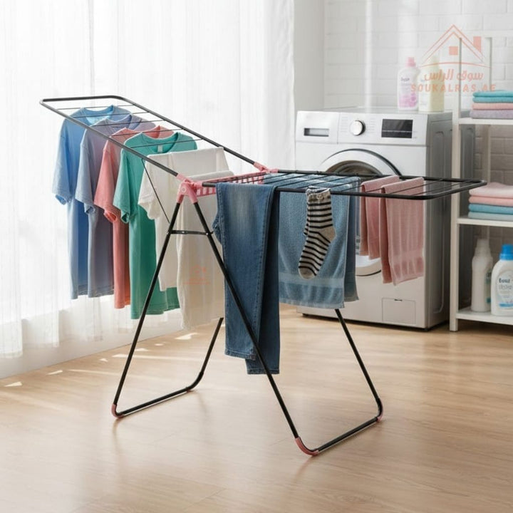 RIMA Foldable Laundry Drying Rack with Basket | Multi - Wing Clothes Dryer Stand | Indoor & Outdoor Drying - Souk Al Ras