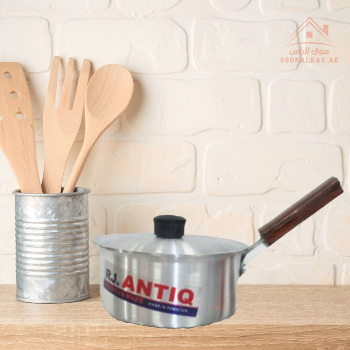 RJ ANTIQ Milk Pan Set of 3 - Piece | Aluminum Cooking Pots with Wooden Handles| Perfect for boiling milk, tea, soups, and daily cooking. - Souk Al Ras