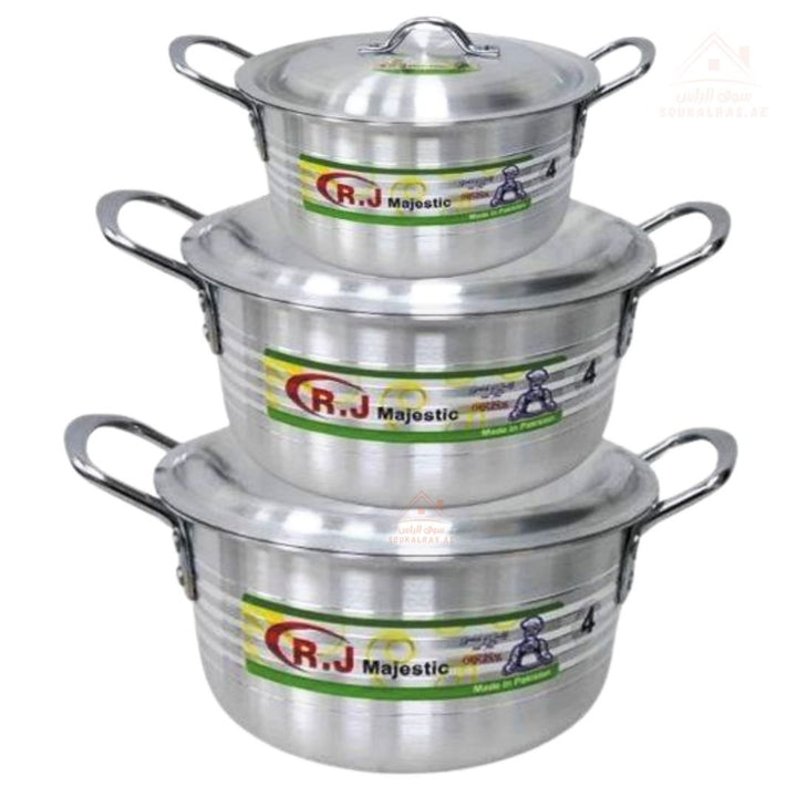 R.J Majestic 15 - Piece Aluminum Cookware Set | Sizes 18 - 20 - 24 - 24 - 28 - 30 - 30CM | Durable & Practical Design - Souk Al Ras