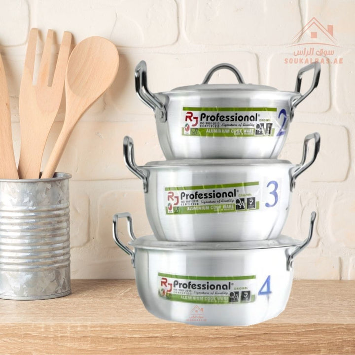 RJ Professional Stylo 10 - Piece Aluminum Cookware Set| Heavy - Duty Cooking Pots,ideal for everyday meals, family cooking, and traditional dishes - Souk Al Ras