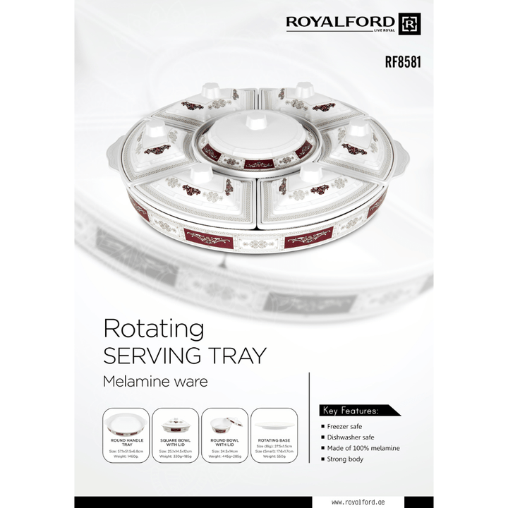 Rotating Serving Tray - Appetizer and Condiment Server - Divided Serving Dishes with Lids - Souk Al RasServing Dishes Trays & Platters