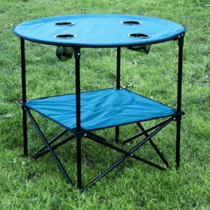 Round Camping Table - Lightweight, Portable and Foldable - Blue - Souk Al RasHousehold