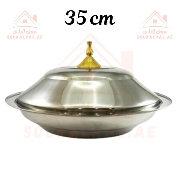 Round Kozi Without Stand | 35 CM Stainless Steel for durability and hygiene Elegant Silver Serving Dish - Souk Al Ras