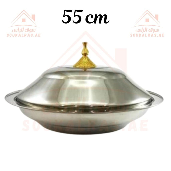 Round Kozi Without Stand 55 CM Stainless Steel for durability and hygiene Elegant Silver Serving Dish. - Souk Al Ras