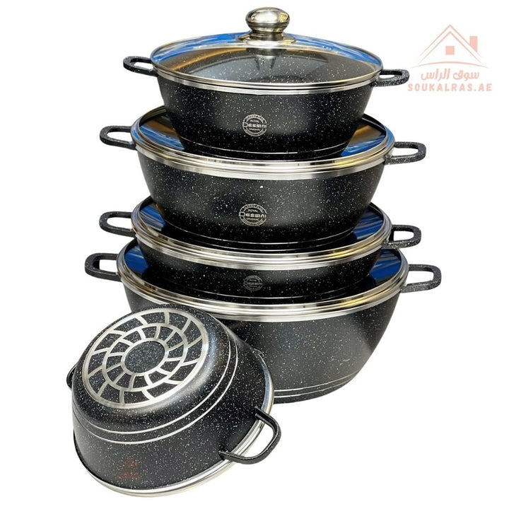 Royal Dessini 10 - Piece Granite Cookware Set | Premium Non - Stick & Scratch - Resistant | Durable & Stylish for Every Kitchen - Souk Al Ras