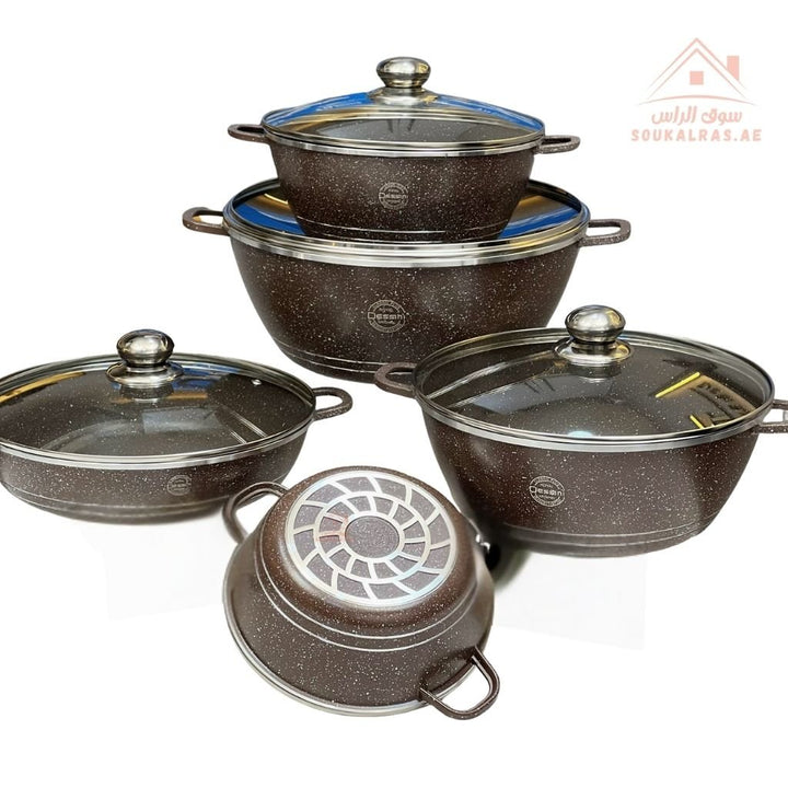 Royal Dessini 10 - Piece Granite Cookware Set | Premium Non - Stick & Scratch - Resistant | Durable & Stylish for Every Kitchen - Souk Al Ras
